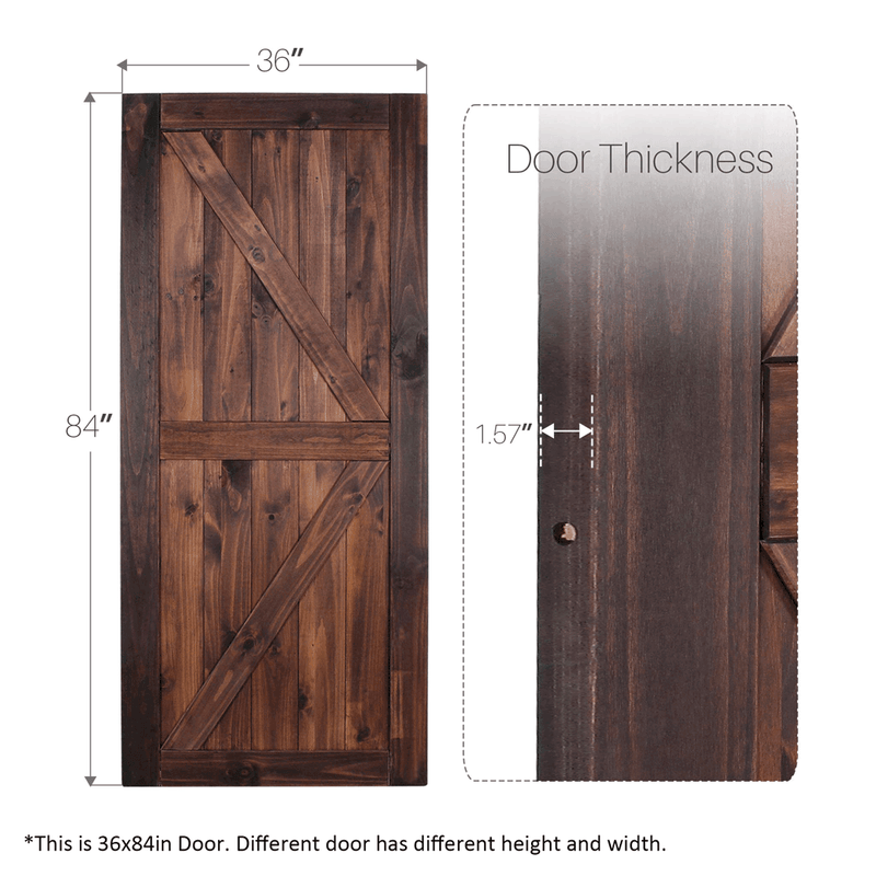 Sliding Barn Door Slab Pre-Drilled Ready to Assemble Pine Wood Coffee