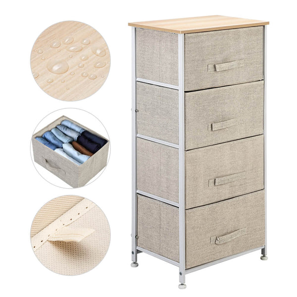 Storage Tower Dresser With 4-Tier Dresser Fabric Drawer Organizer