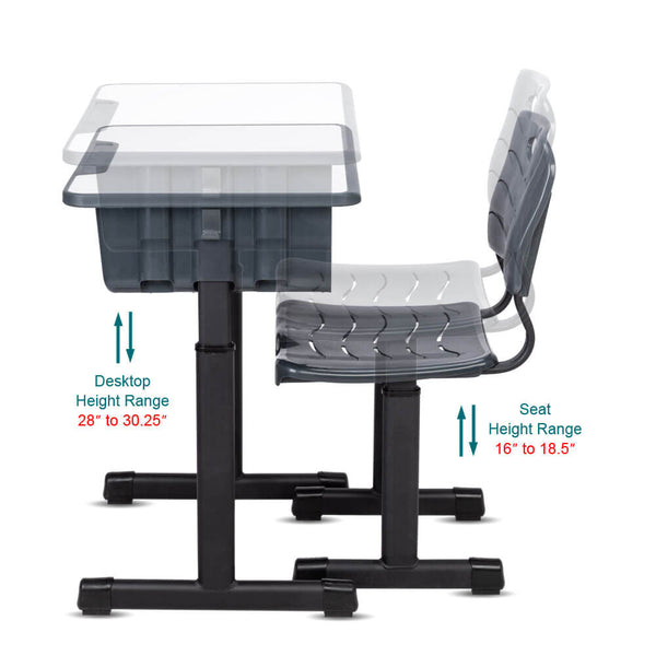 Lifting Children Multifunctional Study Desk and Chair Set with Storage Bin Blak