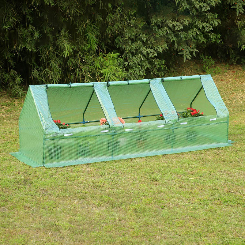 95"×32"×32" Portable Mini Greenhouse, Garden Plant Hot House with Zipper Doors for Patio, Home, Backyard, Green