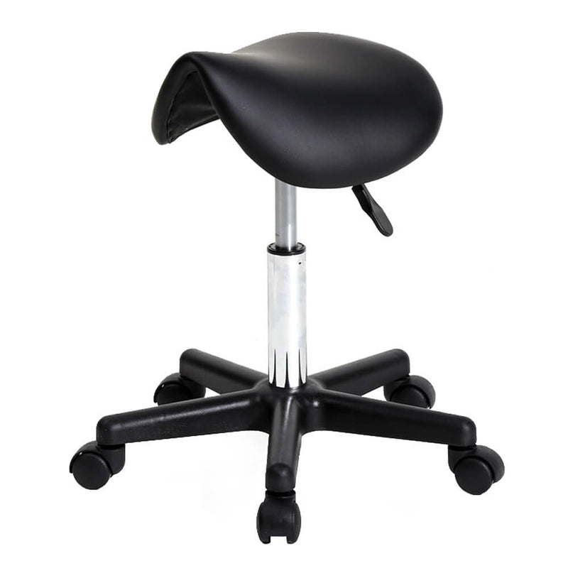 Salon Spa Office Saddle Stool Plastic Flat Feet Rotation Bar Stool Black