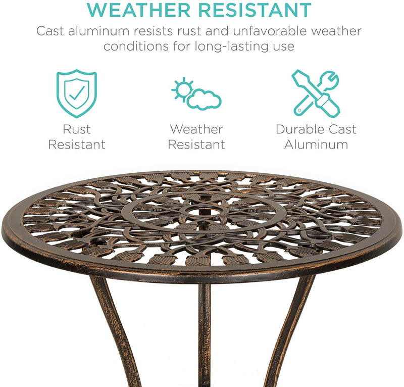 3 Pcs Cast Aluminum Patio Dining Set, Vintage Style Tulip Bistro Set, Outdoor Conversation Furniture Sets