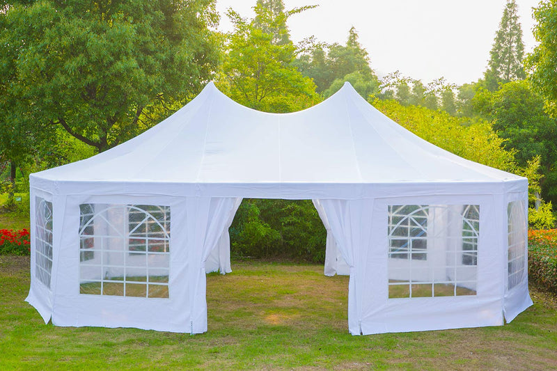 HomHum 10 x 20ft Party Tent Gazebo Pavilion Adjustable Removable Sidewalls White Shelter with Carrying Case Bag for Wedding,Garden (26x19ft)