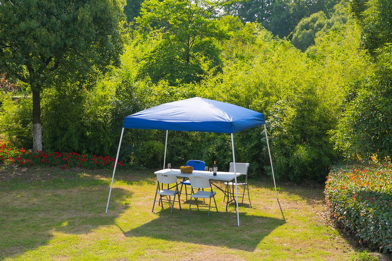 Foldable Outdoor Pop Up Canopy Tent Portable Slant Leg Shelter 10 x 10 ft Blue