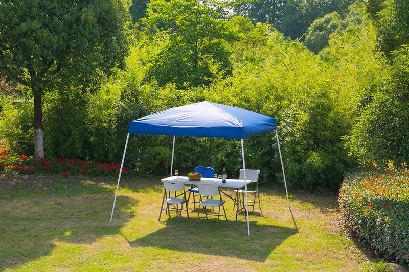 Foldable Outdoor Pop Up Canopy Tent Portable Slant Leg Shelter 10 x 10 ft Blue