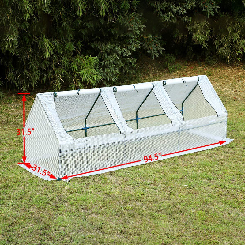 95"× 32"× 32" Portable Mini Greenhouse, Garden Plant Hot House with Zipper Doors for Patio, Home, Backyard, White