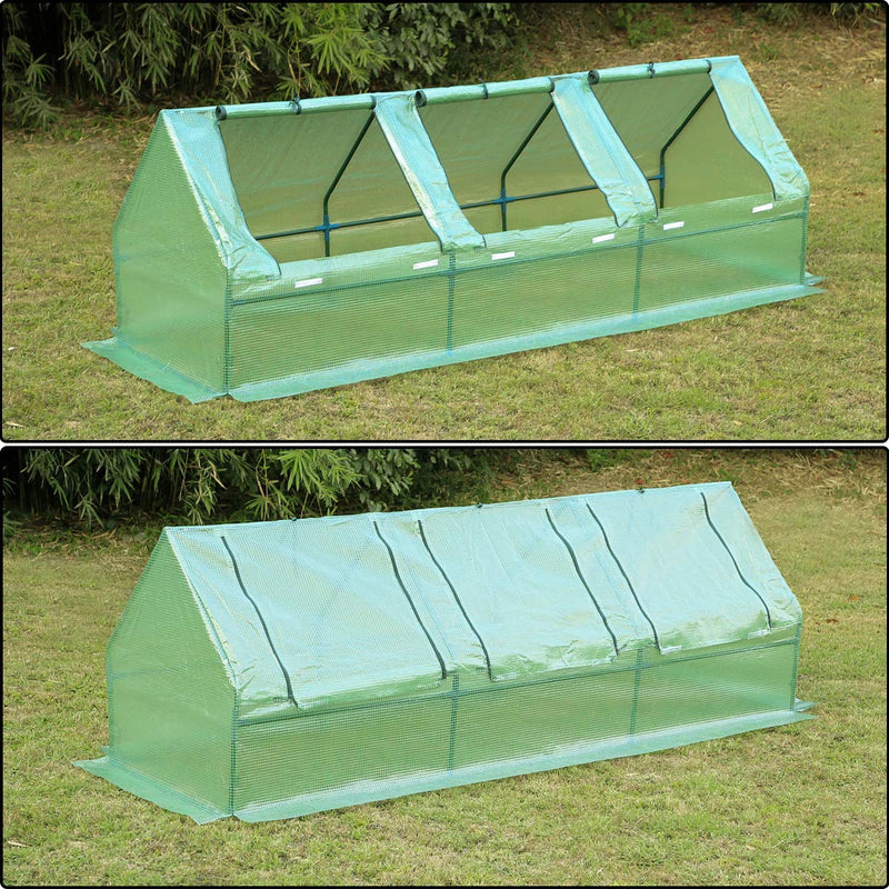 95"×32"×32" Portable Mini Greenhouse, Garden Plant Hot House with Zipper Doors for Patio, Home, Backyard, Green