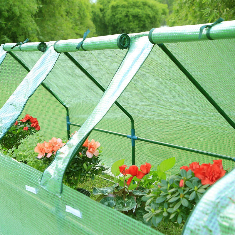 95"×32"×32" Portable Mini Greenhouse, Garden Plant Hot House with Zipper Doors for Patio, Home, Backyard, Green