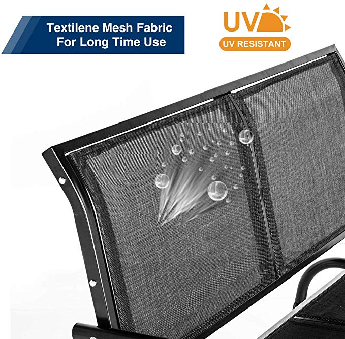 2 Seats Outdoor Swing Glider Loveseat Chair with Powder Coated Steel Frame