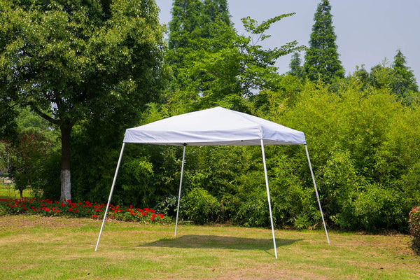 Outdoor Canopy Tent Portable Slant Leg Shelter Folding Canopy 10x10 ft White