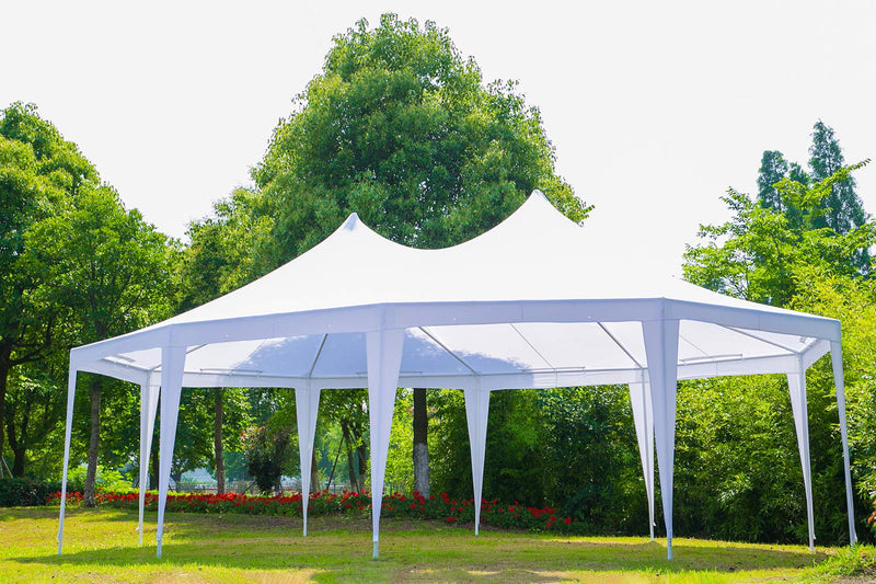 HomHum 10 x 20ft Party Tent Gazebo Pavilion Adjustable Removable Sidewalls White Shelter with Carrying Case Bag for Wedding,Garden (26x19ft)