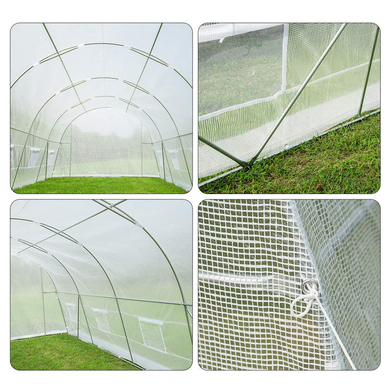 20' x 10' x 7' Tunnel Greenhouse Walking in Greenhouse, Large Grow Greenhouse Plant Hot House, White
