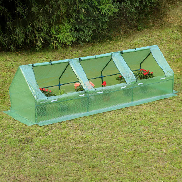 95"×32"×32" Portable Mini Greenhouse, Garden Plant Hot House with Zipper Doors for Patio, Home, Backyard, Green