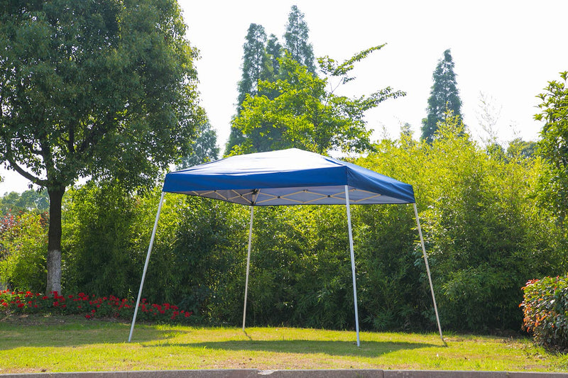 Foldable Outdoor Pop Up Canopy Tent Portable Slant Leg Shelter 10 x 10 ft Blue