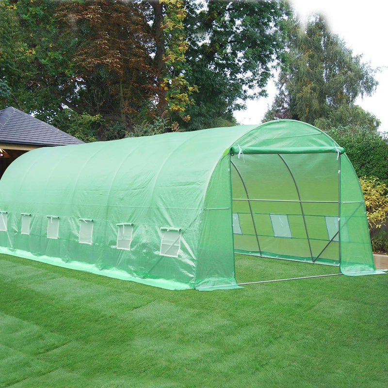 26' x 10' x 7' Large Tunnel Greenhouse, Plant Hot House Walking in Greenhouse, Green