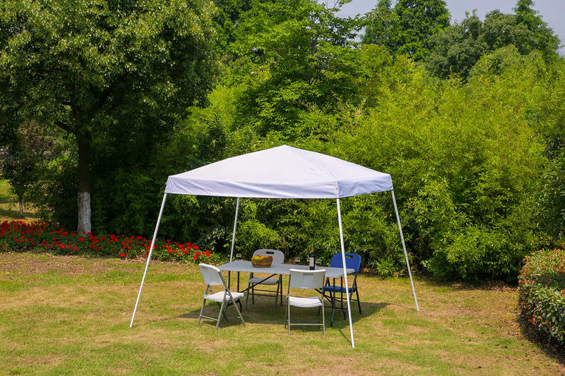 Outdoor Canopy Tent Portable Slant Leg Shelter Folding Canopy 10x10 ft White