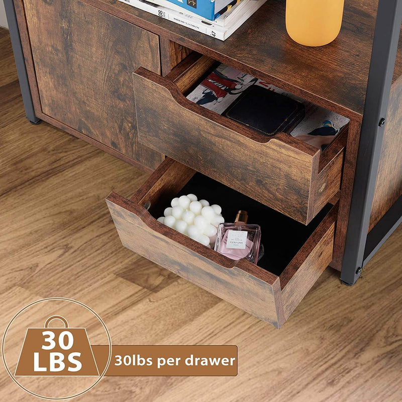 Industrial Bookcase with Cabinets,  Home Office 3-Tier Freestanding Storage Bookshelf, Open Display Shelf