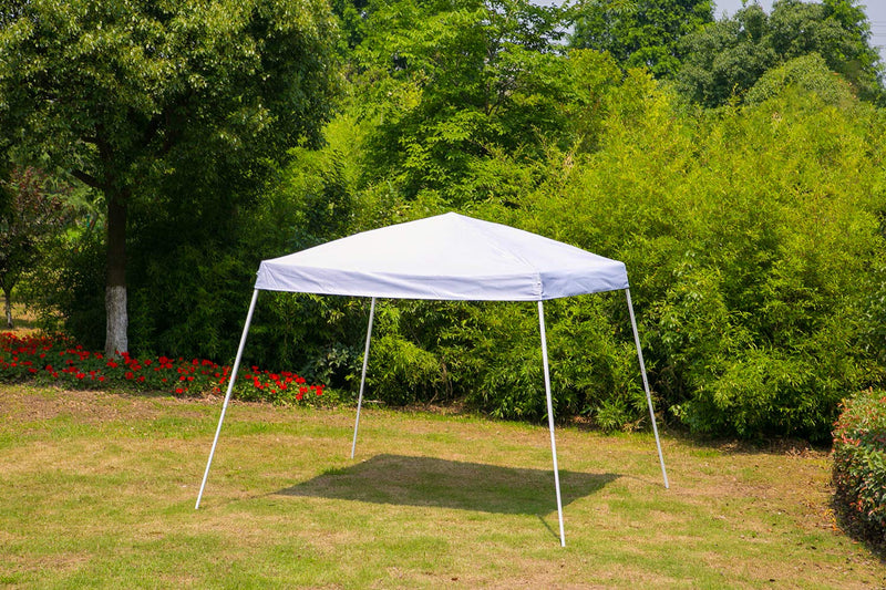 Outdoor Canopy Tent Portable Slant Leg Shelter Folding Canopy 10x10 ft White