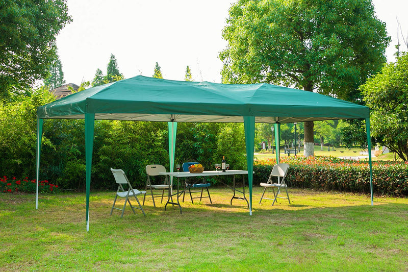 HomHum Outdoor 10x20ft Canopy Party Tent Gazebos Shelters with Carry Bag Green
