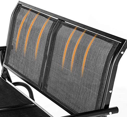 2 Seats Outdoor Swing Glider Loveseat Chair with Powder Coated Steel Frame