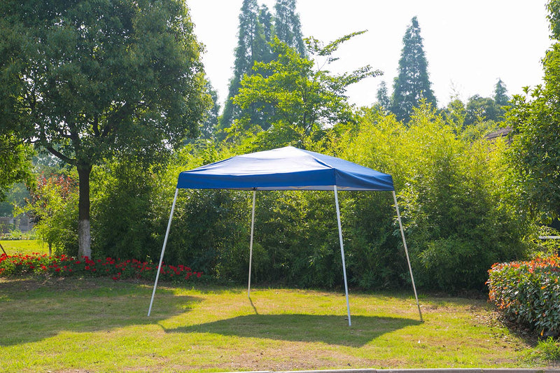 Foldable Outdoor Pop Up Canopy Tent Portable Slant Leg Shelter 10 x 10 ft Blue