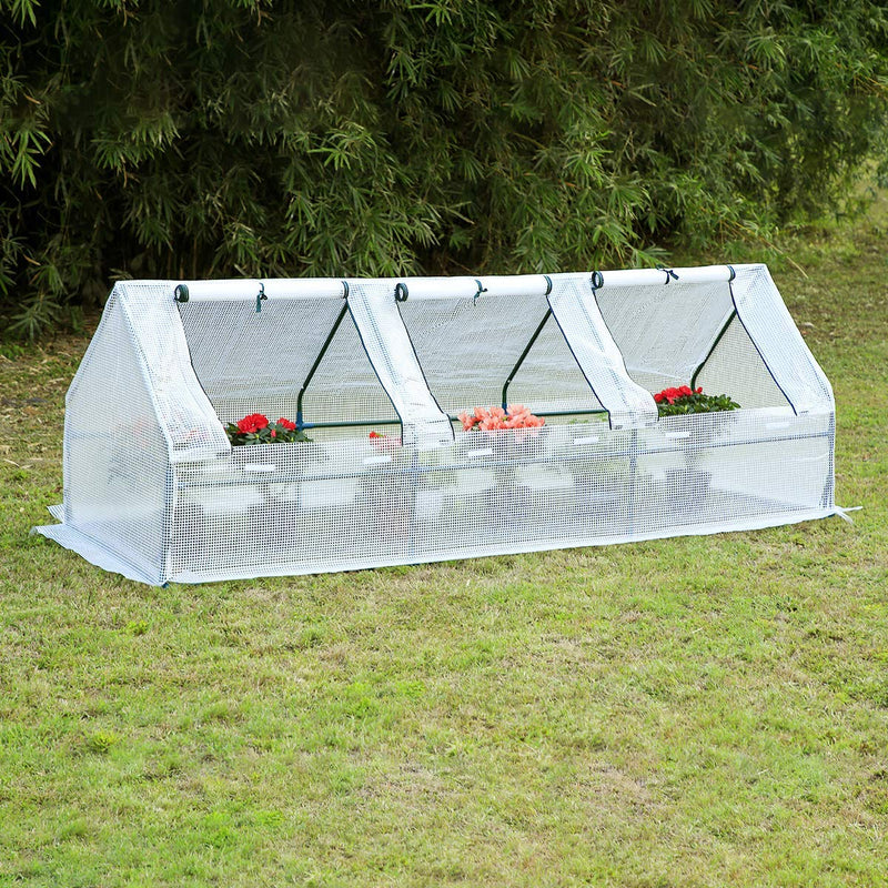 95"× 32"× 32" Portable Mini Greenhouse, Garden Plant Hot House with Zipper Doors for Patio, Home, Backyard, White