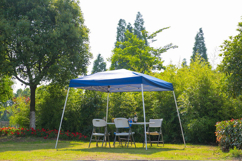 Foldable Outdoor Pop Up Canopy Tent Portable Slant Leg Shelter 10 x 10 ft Blue