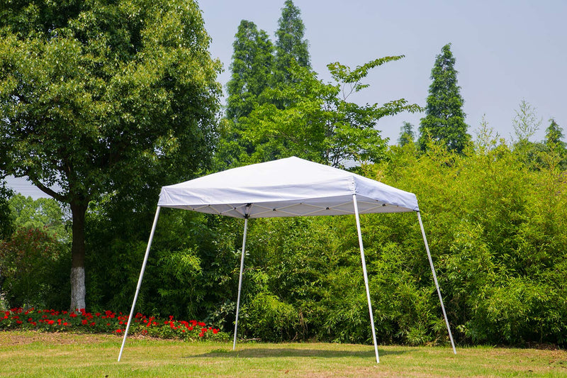 Outdoor Canopy Tent Portable Slant Leg Shelter Folding Canopy 10x10 ft White