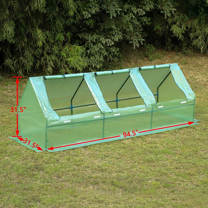 95"×32"×32" Portable Mini Greenhouse, Garden Plant Hot House with Zipper Doors for Patio, Home, Backyard, Green