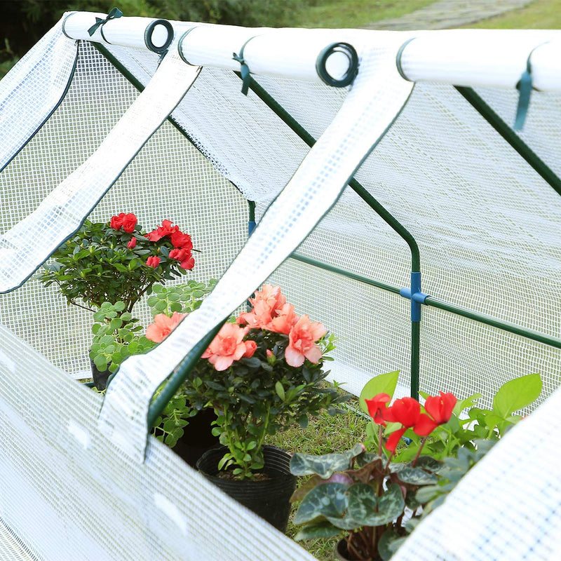95"× 32"× 32" Portable Mini Greenhouse, Garden Plant Hot House with Zipper Doors for Patio, Home, Backyard, White