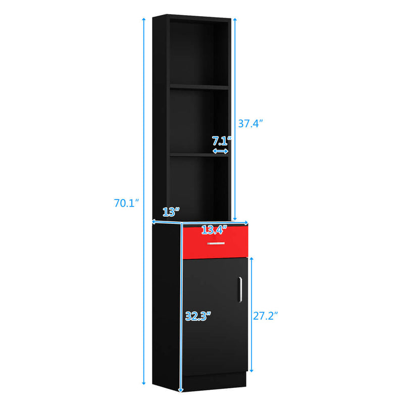Standing MDF Barber Cabinet Black
