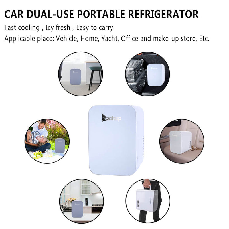 6L Electric Mini Refrigerator, Portable Electric Cooler & Warmer with Handle, Compact Car Refrigerator Cooler, Gray