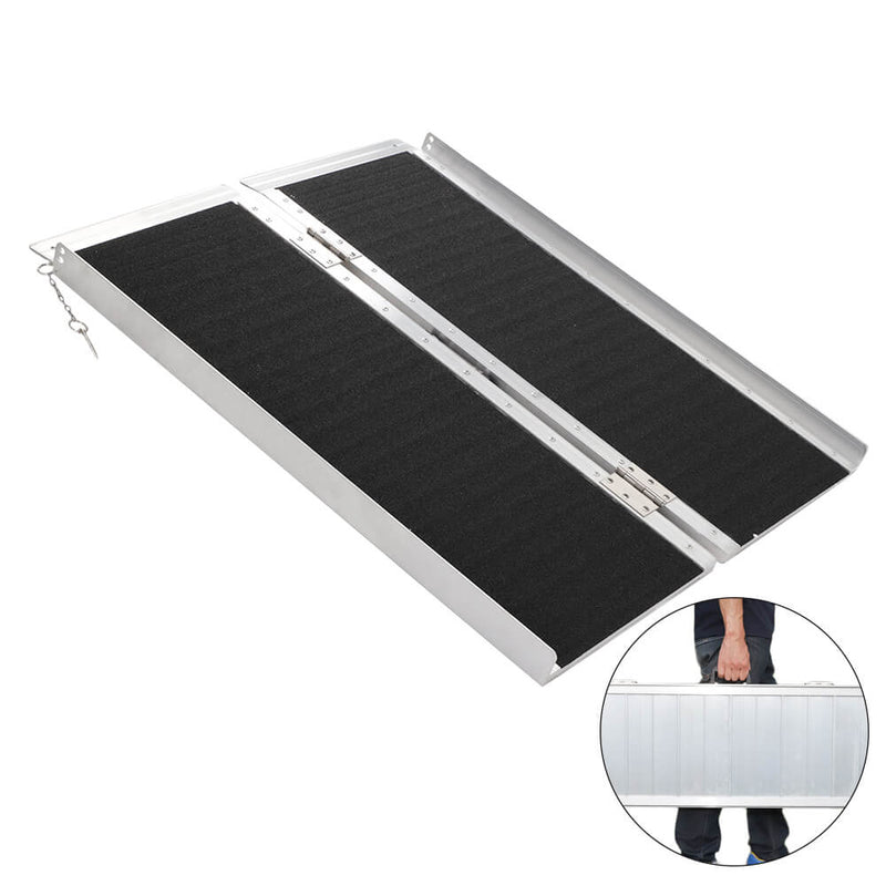 3FT Two-section Non-Skid Folding Lightweight Aluminum Alloy Wheelchair Scooter Mobility Ramps