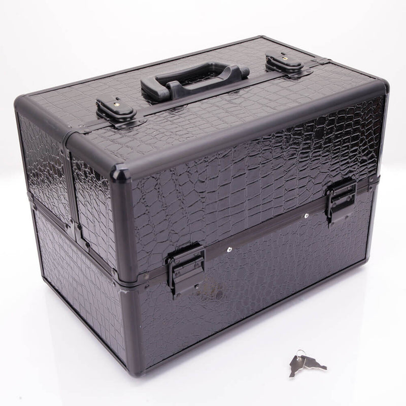 High-end Portable Foldable Inner Layers Cosmetics Storage Case Black