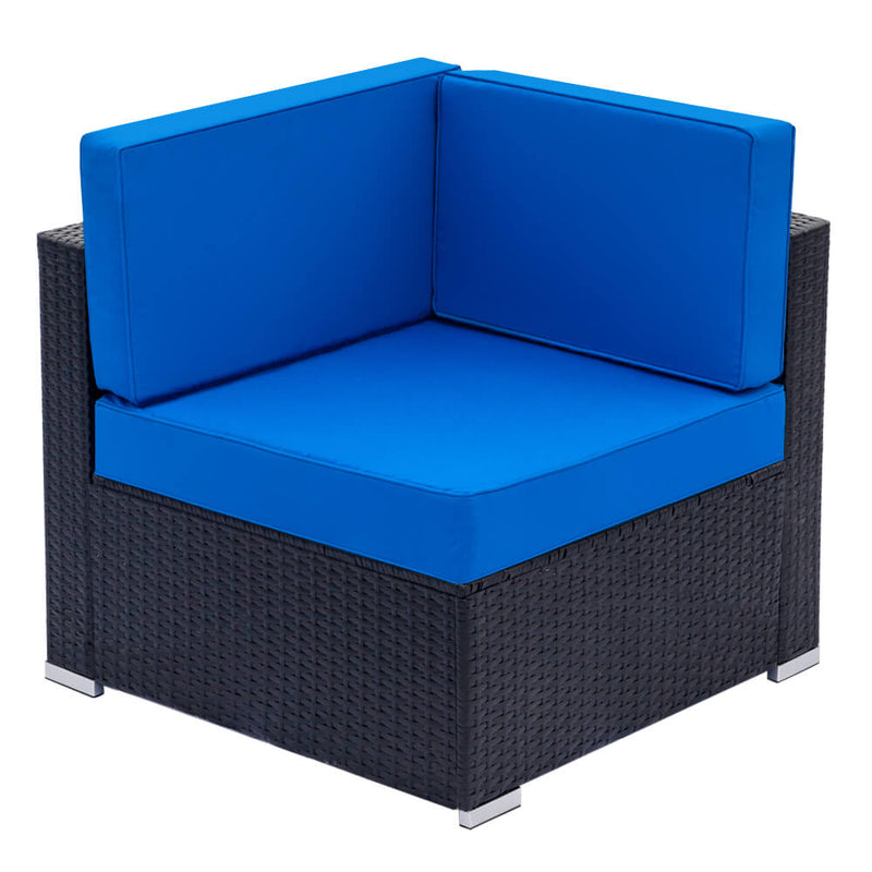 Fully Equipped Weaving Rattan Sofa Set with 2pcs Corner Sofas & 3pcs Single Sofas & 1 pcs Coffee Table Black