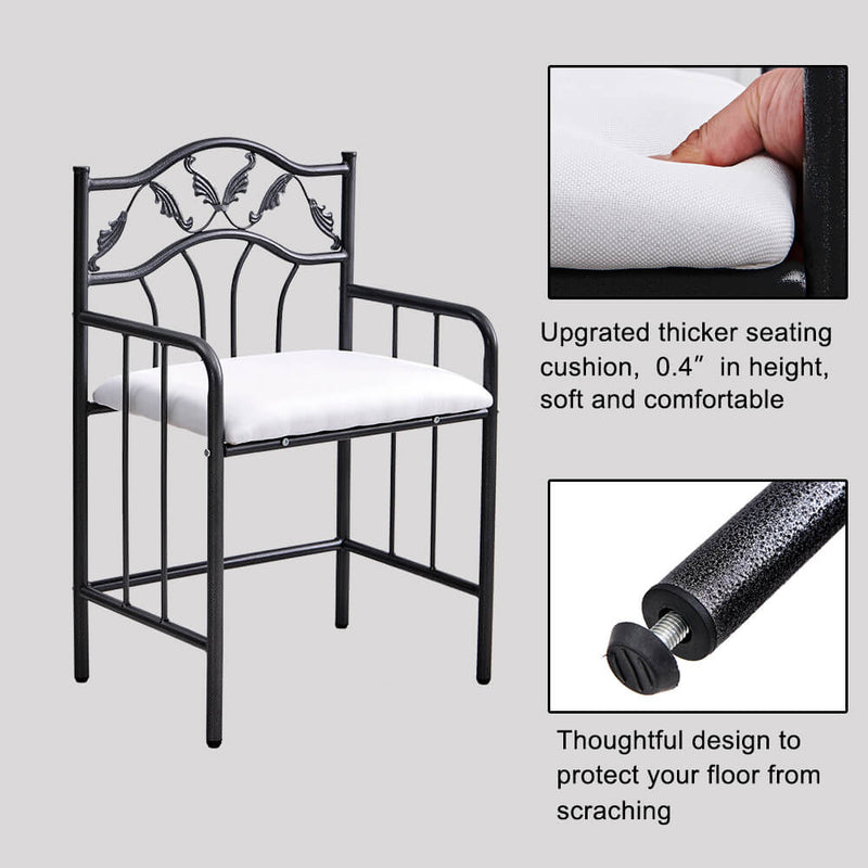 Retro Leaf Pattern Iron Dresser with Back Dressing Stool Bronze