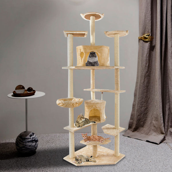 Solid Cute Sisal Rope Plush Cat Climb Tree Cat Tower, 80 inches