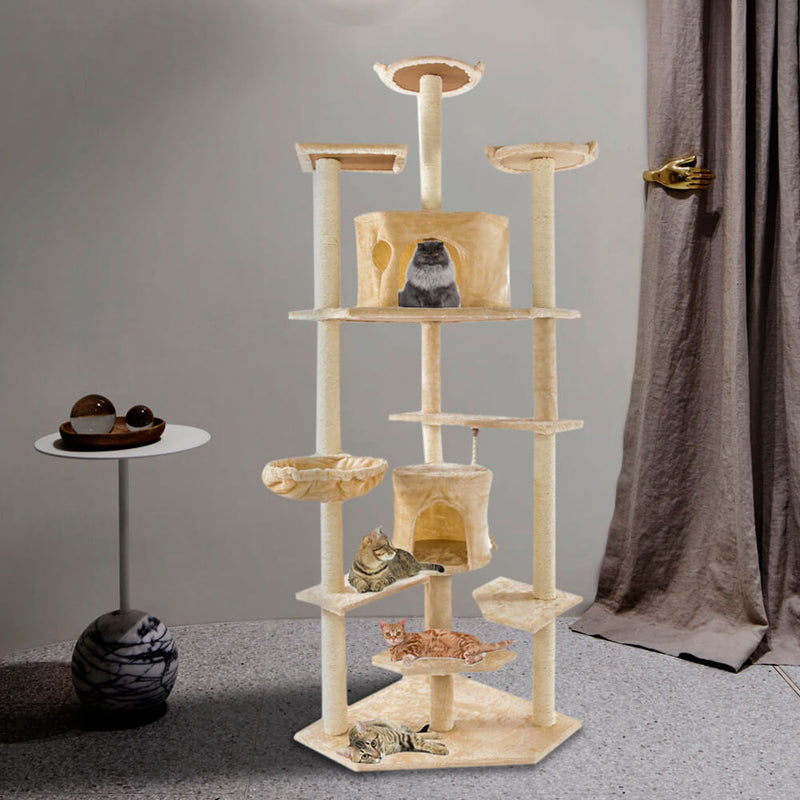 Solid Cute Sisal Rope Plush Cat Climb Tree Cat Tower, 80 inches