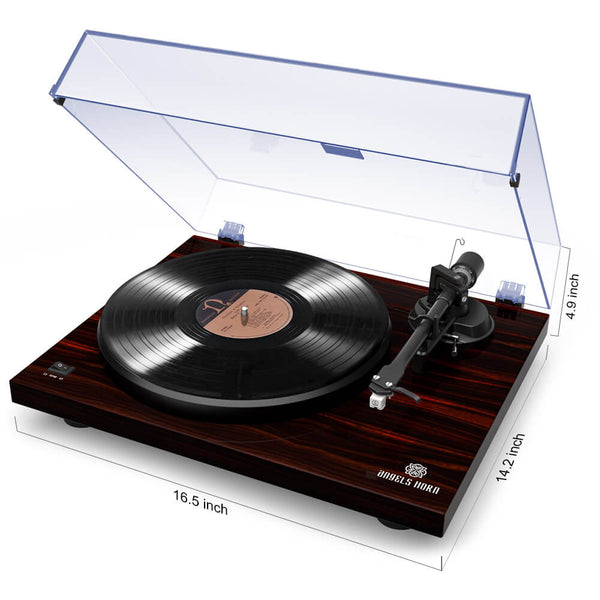 Record Player Built-in Phono Preamp and Belt Drive Vinyl Records Black