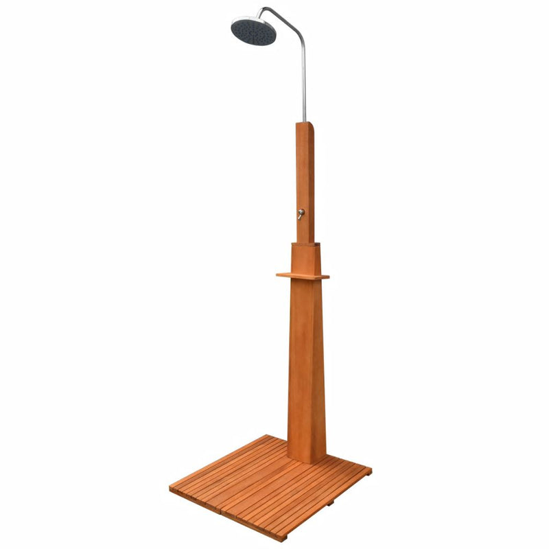 Outdoor Shower Eucalyptus Wood and Steel Free Standing Easy Assemble