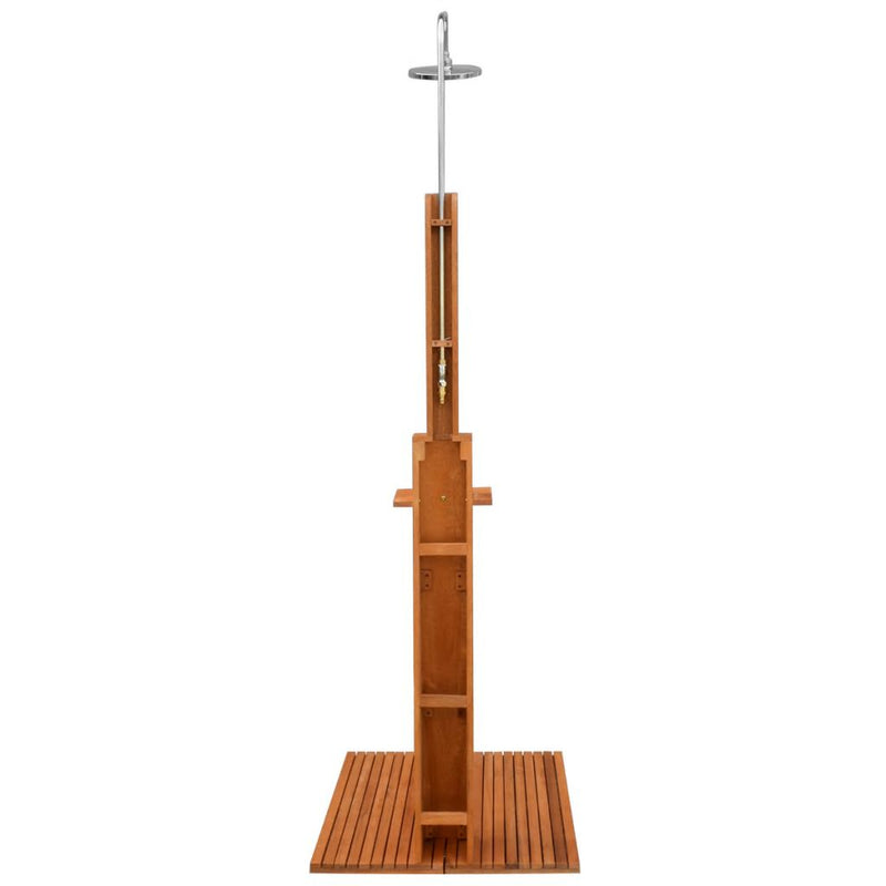 Outdoor Shower Eucalyptus Wood and Steel Free Standing Easy Assemble