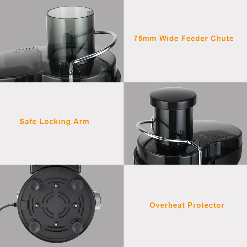 Large Caliber 600ML Juicer Machine Double Gear Easy to Clean Electric Juicer