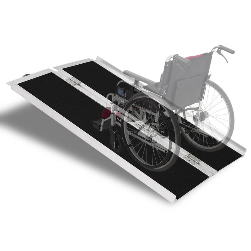 4FT Two-section Non-Skid Folding Lightweight Aluminum Alloy Wheelchair Scooter Mobility Ramps 4FT Two-section