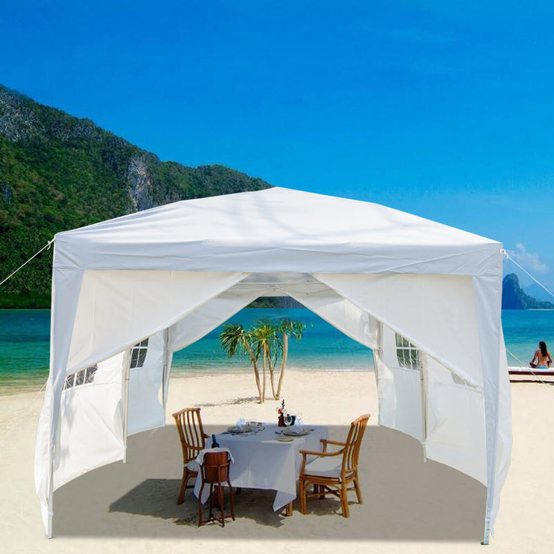 Waterproof Foldable Canopy Tent with Carry Bag 6 Sides 4 Windows White 10 x 20 ft