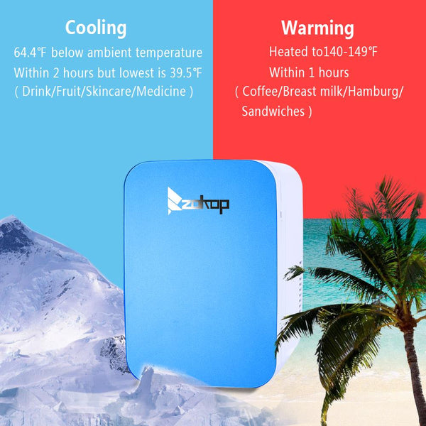 6L Electric Mini Refrigerator, Portable Electric Cooler & Warmer with Handle, Compact Car Refrigerator Cooler, Blue