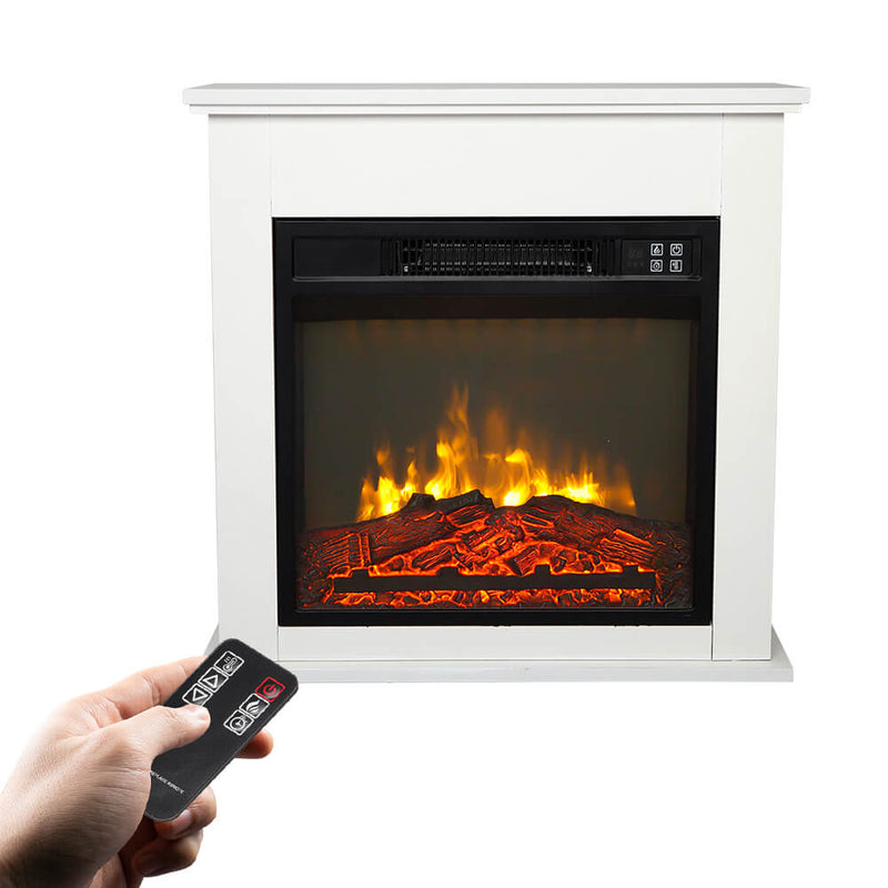 White Wood Cabinet Style 1400W Single Color Fake Wood Heating Wire With Small Remote Control Movement Black 18 Inches