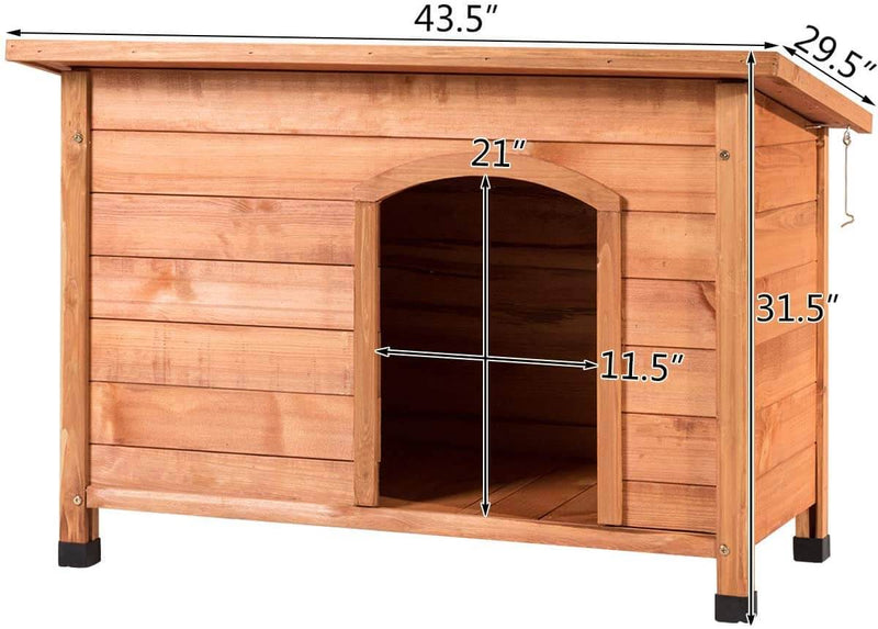 Outdoor Weather-Resistant Dog House Wooden Log Cabin Home Pet Furniture