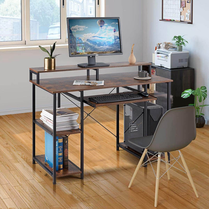 47inch Computer Desk,Modern Home Office Desks with Open Storage Shelves