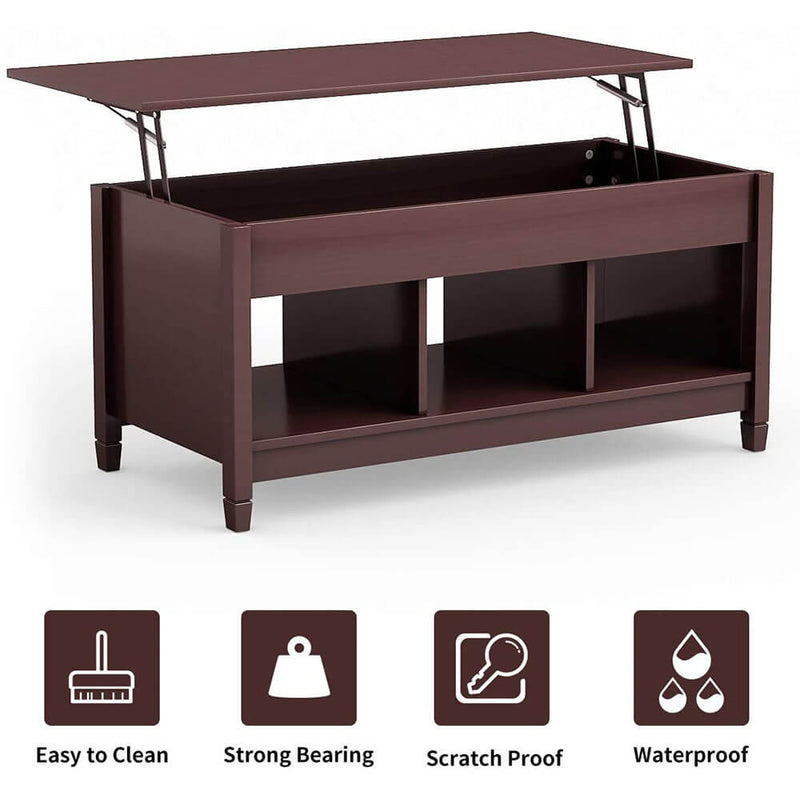 Coffee Table Lift Tabletop Wood Home Living Room Modern Lift Top Storage Brown