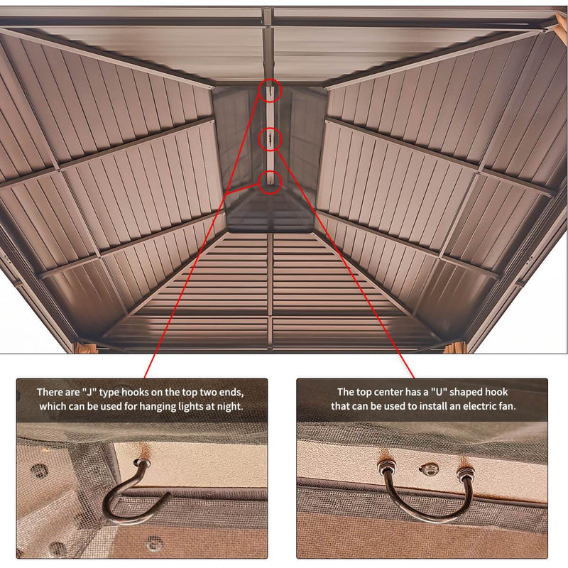 10‘ x 13’ Hardtop Gazebo Galvanized Steel, Double-Roof Gazebos Pergolas Aluminum Frame with Netting & Curtains